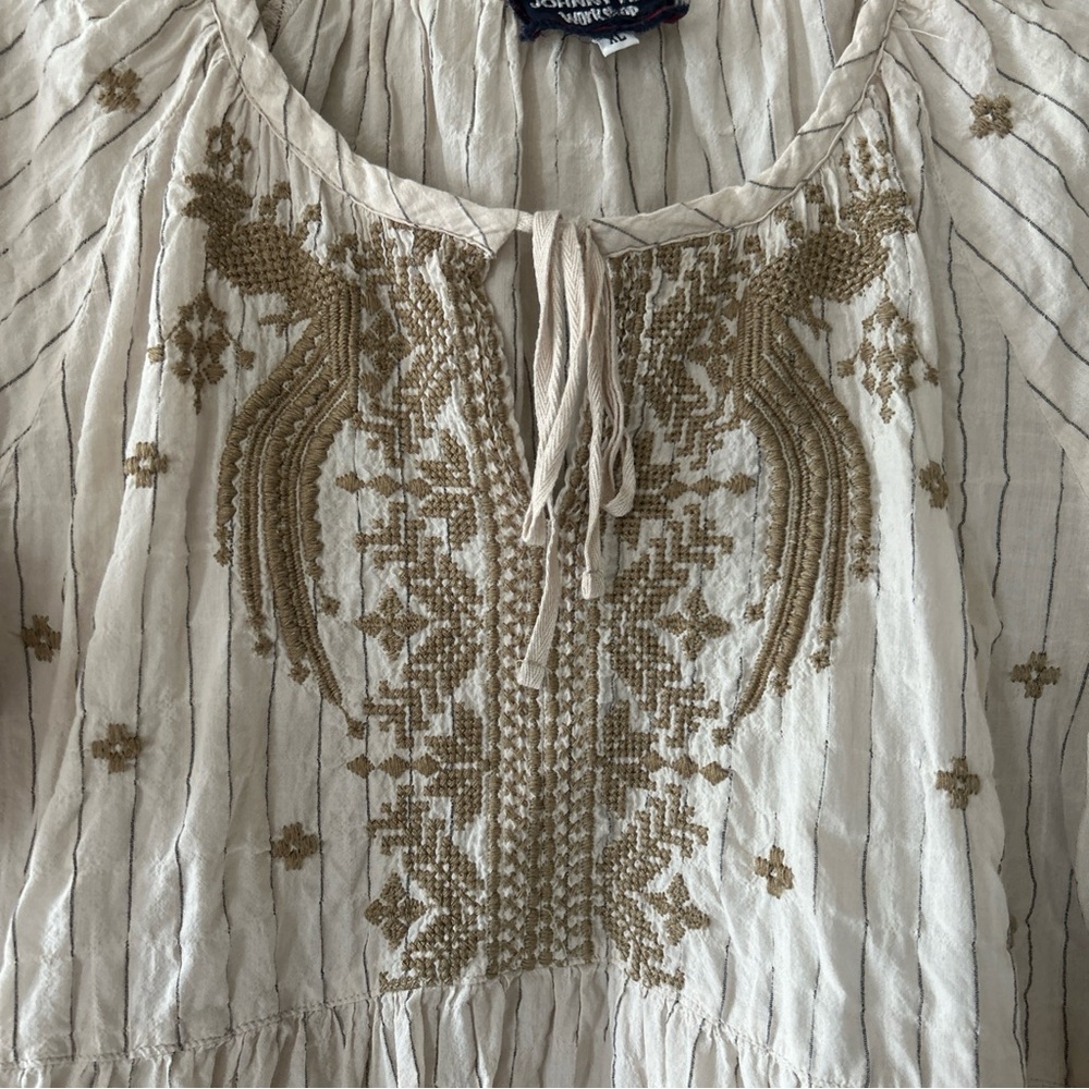 Vintage Johnny Was Workshop Embroidered tan Women's Top Sz xl - Picture 3 of 16